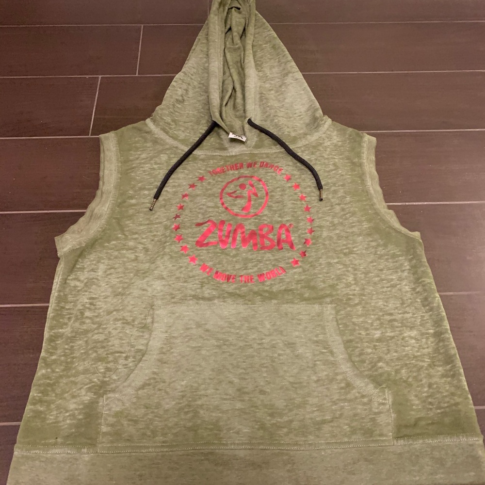 Zumba Small Sleeveless Green Hoodie Top